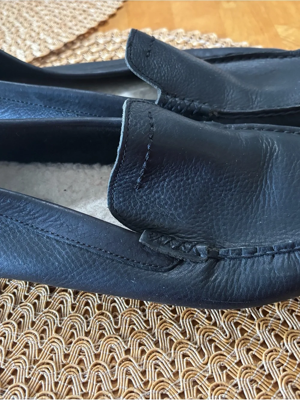 UGG Men's Black Leather Slip-On Driving Moccasins